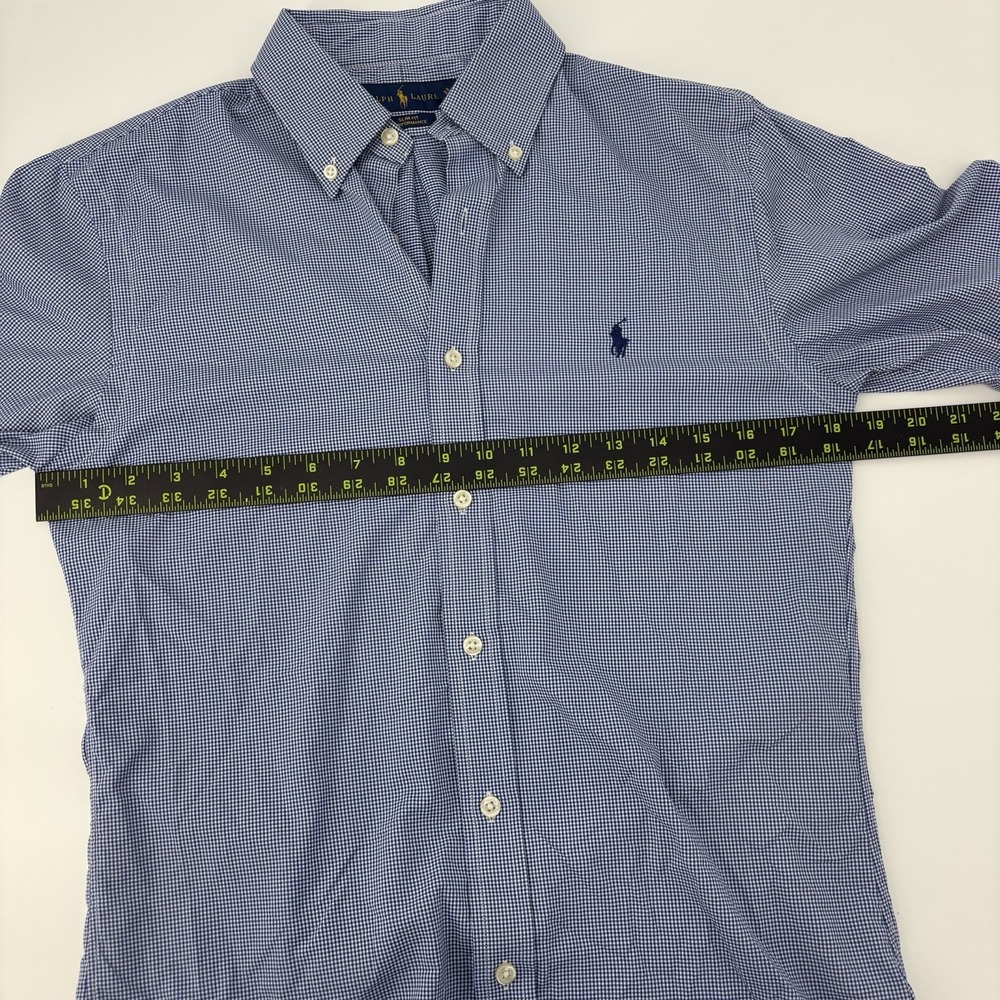 Polo Ralph Lauren Shirt Men's Small Blue Houndstooth Long Sleeve Button Down‎ - Picture 10 of 11